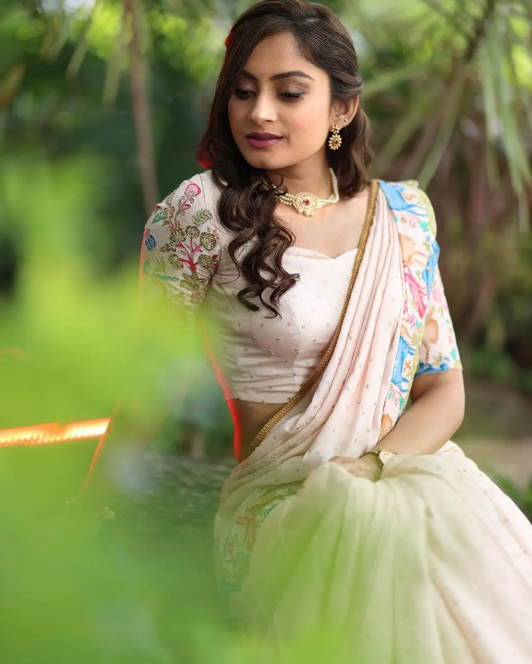 INDIAN GIRL PRIYA REDDY IN TRADITIONAL PINK SAREE BLOUSE 8